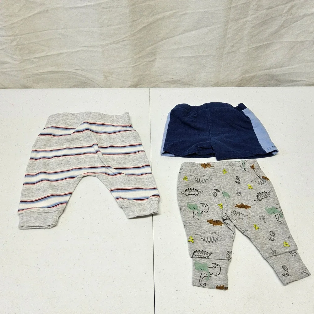 Carter's Old Navy Gerber Baby Boy Clothing Lot NB 0-3M Blue White Rompers Pants